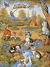 Шерстяной пейзажный ковер Erdenet Hunnu 6S860 82 котята