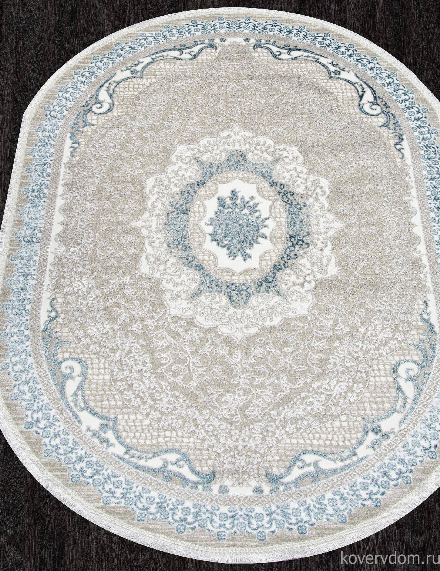 Ковер ALFANI Q010A BLUE FDY / CREAM SHRINK Овал Ковер ALFANI Q010A BLUE FDY / CREAM SHRINK Овал