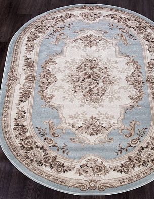 Ковер VALENCIA DELUXE-A 4015 L.BLUE-BROWN Овал